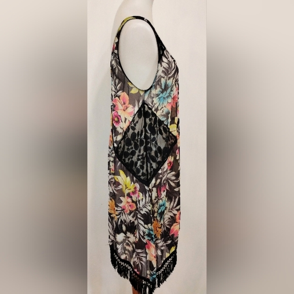 FRINGED FLORAL CHIFFON DRESS - Picture 4 of 9